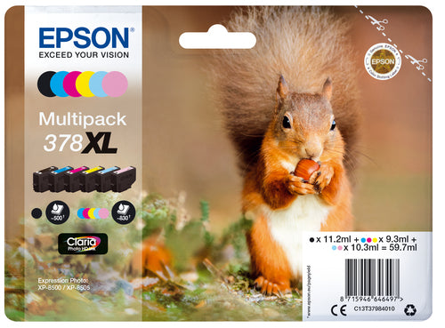 Epson Squirrel Multipack 6-colours 378XL Claria Photo HD Ink Epson Squirrel Multipack 6-colours 378XL Claria Photo HD Ink